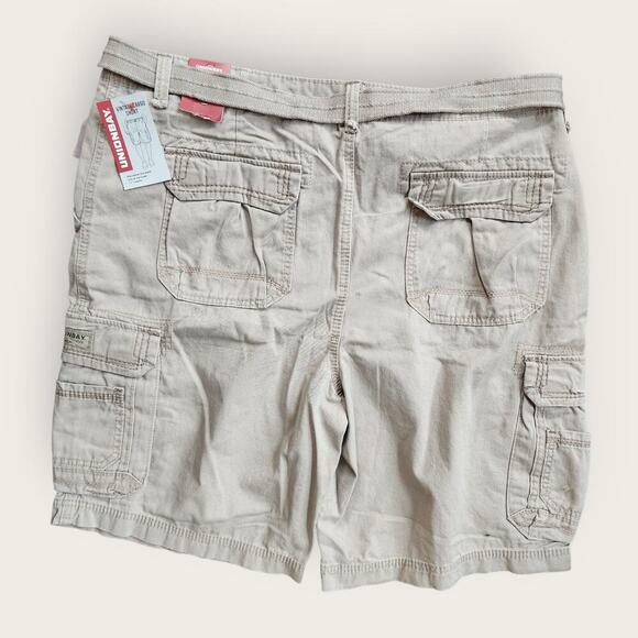 UnionBay Shorts Men's Sz 44" cream Vintage Cargo W/ Belt Khaki Survivor Outdoor - Picture 2 of 7